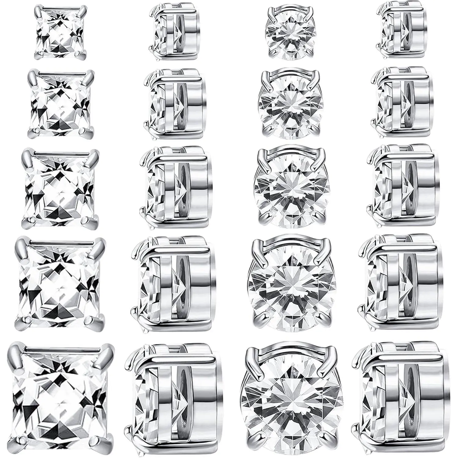 9 Pairs  Earrings for Men Clip on Earring Stainless Steel  Earring Unisex Hoop Dangle Cross CZ Studs Non Piercing  Stud Earrings for Men Women