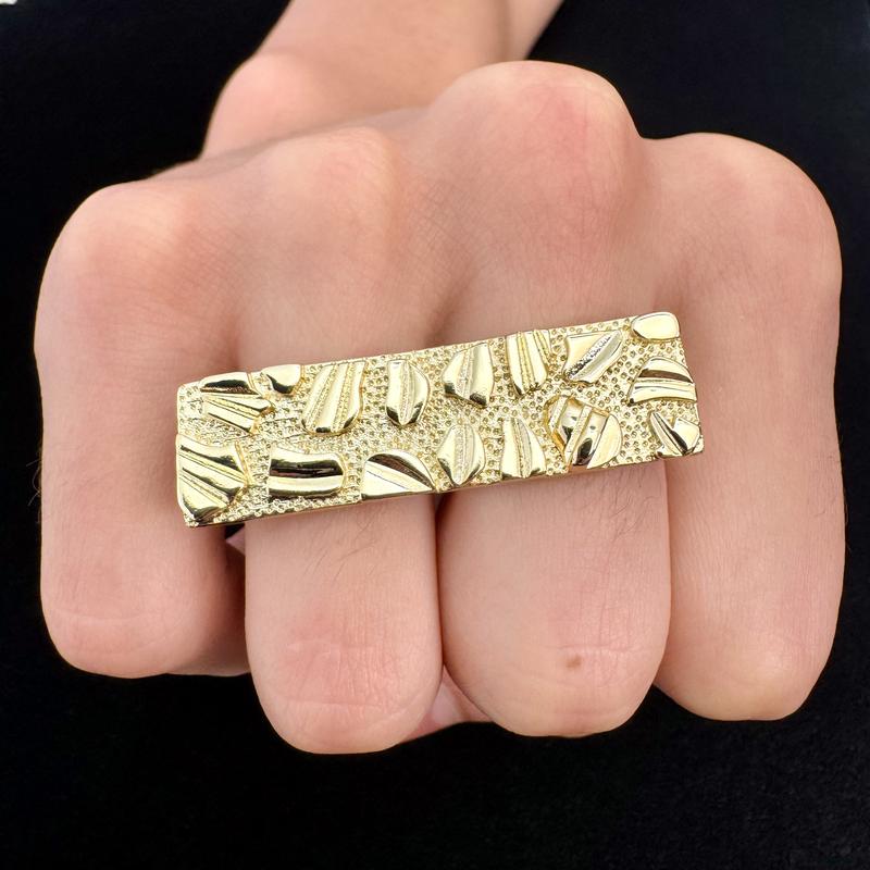 2 Finger Rings 100 Dollar Ring Nugget Double Ring 14k Plated Double-Finger Ring Men's Hip-Hop Fashion