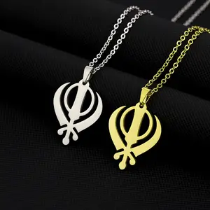 retro religious stainless steel smooth Sikh necklace men and women versatile couple titanium steel pendant hot accessories