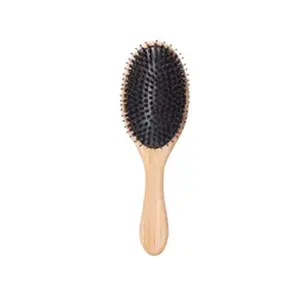 Hair Brush Wood Handle Boar Bristle Beard Comb Styling Detangling Straighten