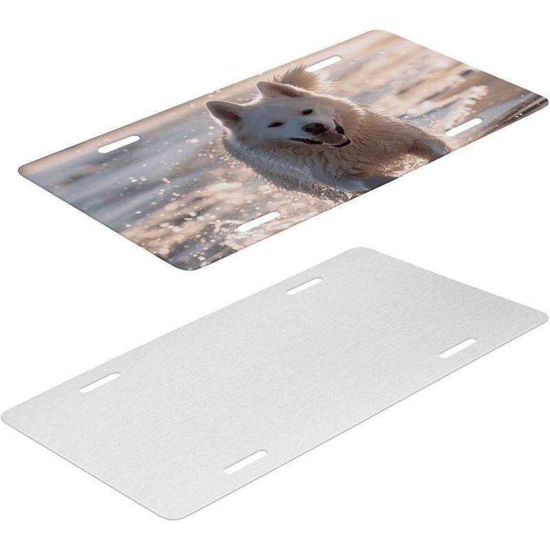 Running on The Beach Universal Aluminum License Plate Frames for Women - Personalized License Plate Cover with 4 Holes, Rustproof, 6x12 Inches