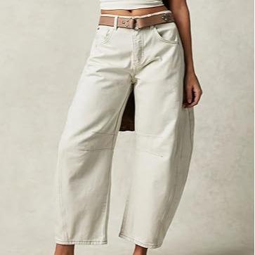 Flvsun-Women's Stretch Low Rise Barrel Jeans Vintage Loose Wide Leg Cropped Denim Pants Y2K Style Loose Jeans