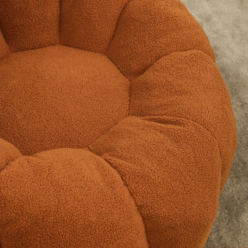Large Bean Bag Chair with Arms & Backrest, Plush Faux Fur Lounge Chair for Adults | High-Density Foam Fill, Orange Reading & Gaming Chair