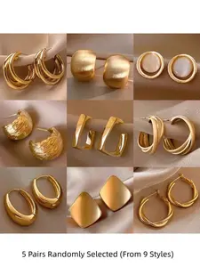 10pcs Fashionable Luxury Geometric Metal Earrings Set Hoop Earrings For Women, Suitable For Daily Matching, Gifts For Friends, Parties, Gatherings (Random Assorted), High Quality Earrings