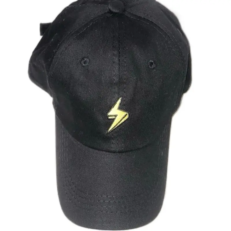 Lightning Strapback Hat - Unisex Cotton Baseball Cap with Lightning Logo and Button Front black hat