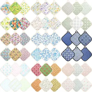 6 Pack Pot Holders 100% Cotton Heat Resistant Potholder, Machine Washable Pot Holder, Hot Pads, Table Pads for Cooking Baking (Random Style)