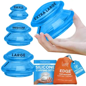 EDGE Silicone Cupping Therapy Set (4 Sizes, Transparent Blue)