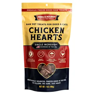Nibble & Nourish Freeze-Dried Chicken Hearts Dog & Cat Treats – Single Ingredient Raw Pet Treats, Made in USA, High-Value Organ Meat for Training, Meal Toppers & Everyday Rewards, No Fillers or Preservatives (7 oz)