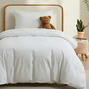 100% Washed Cotton Duvet Cover Twin Size,-Like Textured White Fade-Resistant Natural Bedding Set (No Comforter), 68x90 Inches