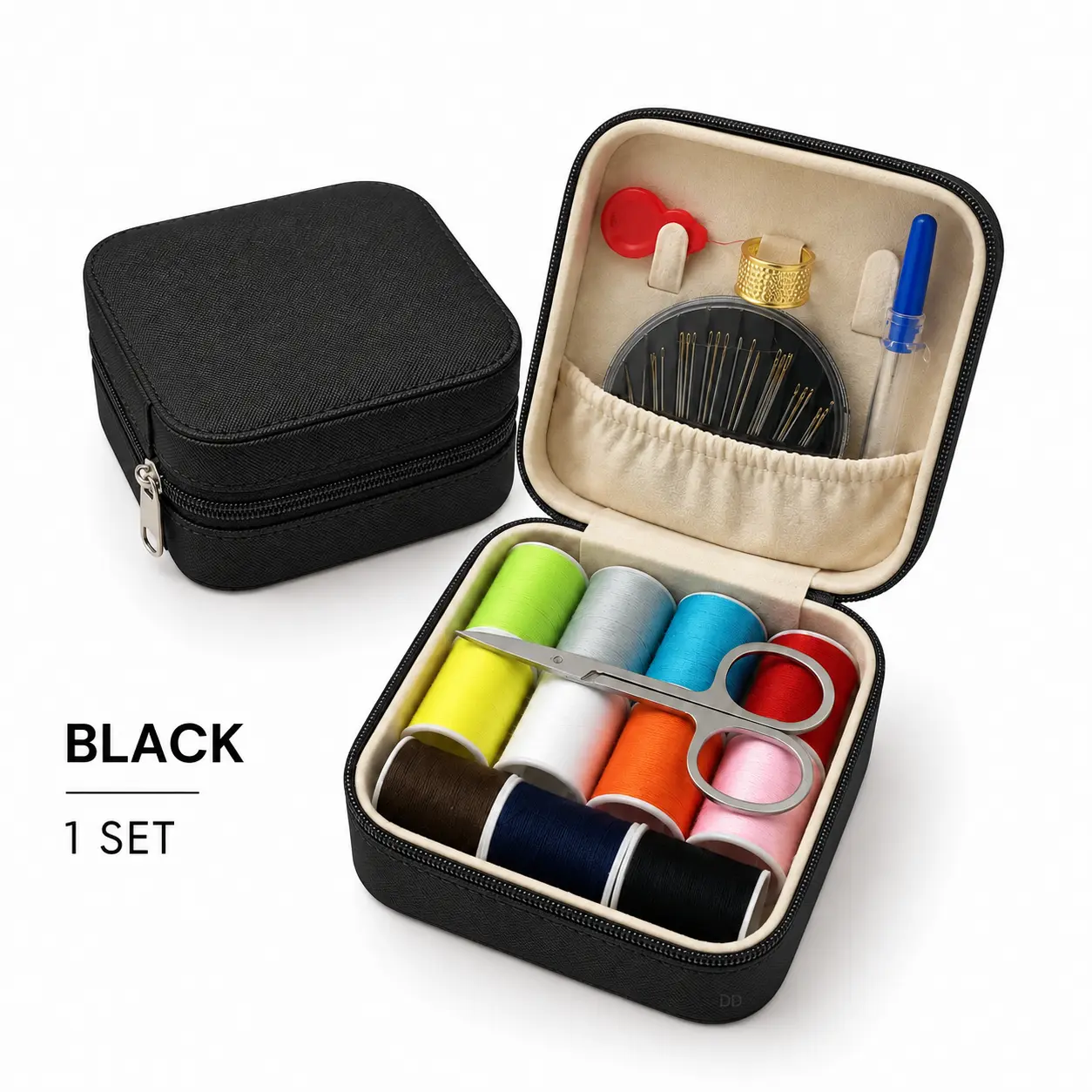 Portable Sewing Kit for Adults and Beginners, Compact Needle and Thread Set with Organizer Case, Scissors, Tape Measure, Thimble and Repair Tools