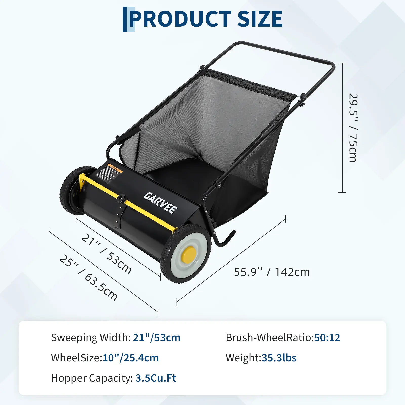 【GARVEE】Tow-Behind Lawn Sweeper with Large Capacity,42''/26''W, Heavy-Duty Design, Adjustable Sweeping Height, and Convenient Dumping Rope for Efficient Leaf and Grass Collection,Multiple styles