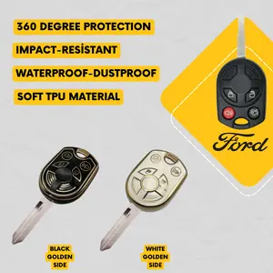 FORD 4-Button Key Fob Cover for Fusion, Edge, Flex, Focus, Escape, Taurus, Mustang - Tpu Smart Case