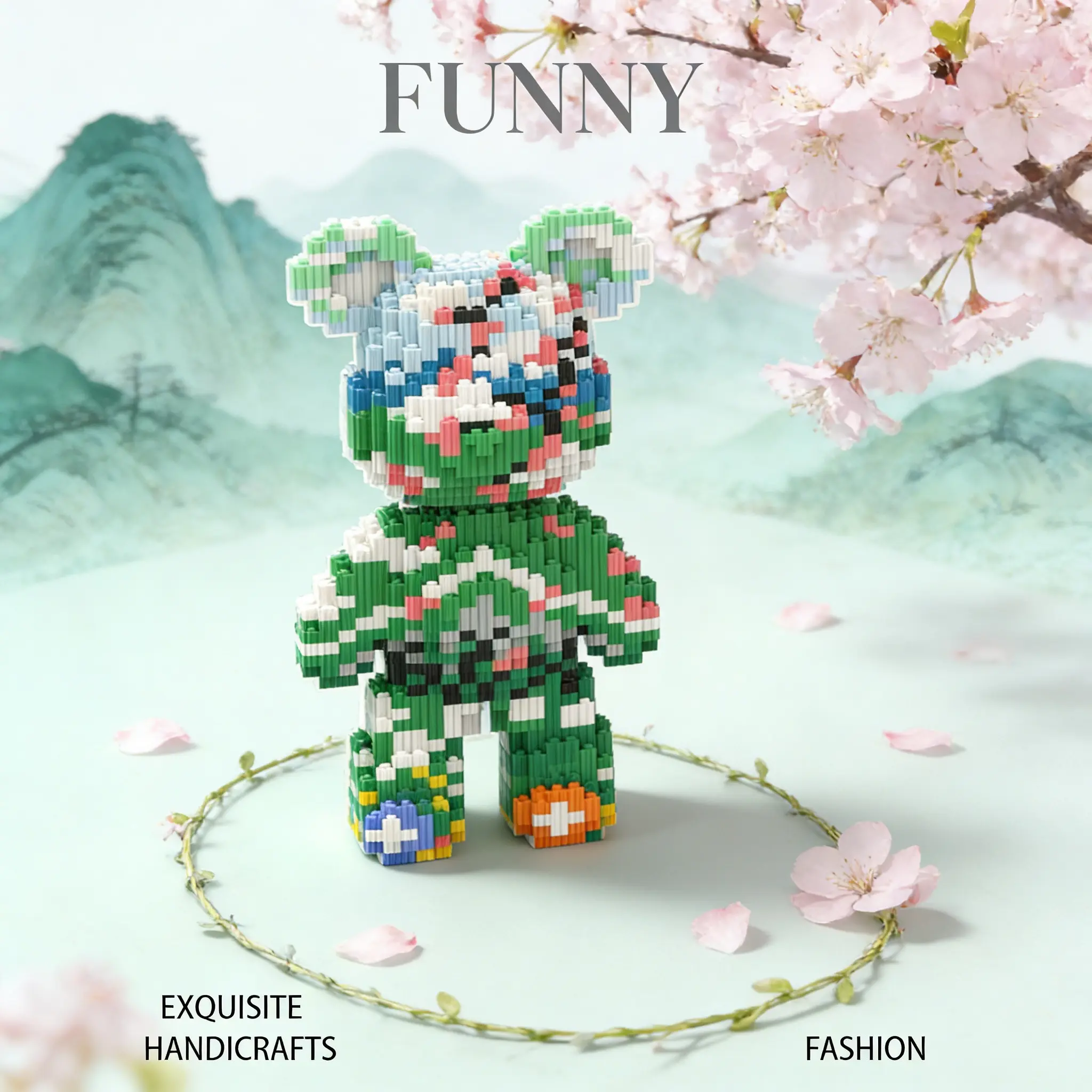 1648pcs Sakura Bear Series Building Blocks Toy, Creative DIY Craft Decor, Desk Home Living Room Decoration, Birthday Gift