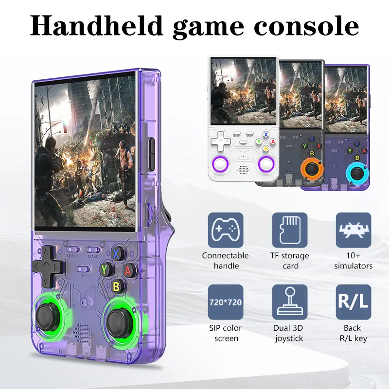 R36Ultra Retro Handheld Video Game Console for Console Gamers - Open Source Linux System, 4.0" IPS Display, 30+ Emulator Support, Pre-installed Classic Games, 64GB/128GB Card, Portable Case Included (Black)
