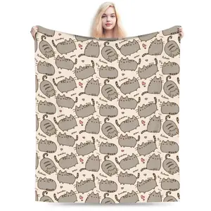 New Pusheens Cat Blankets Super Soft Flannel  Comfortable Throw Blanket Machine Washable