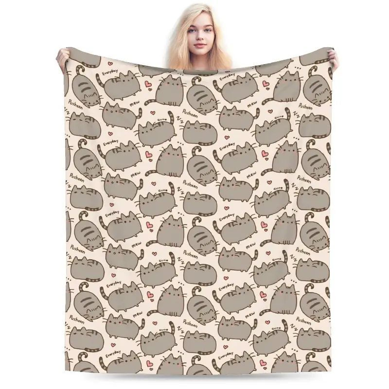 New Pusheens Cat Blankets Super Soft Flannel  Comfortable Throw Blanket Machine Washable