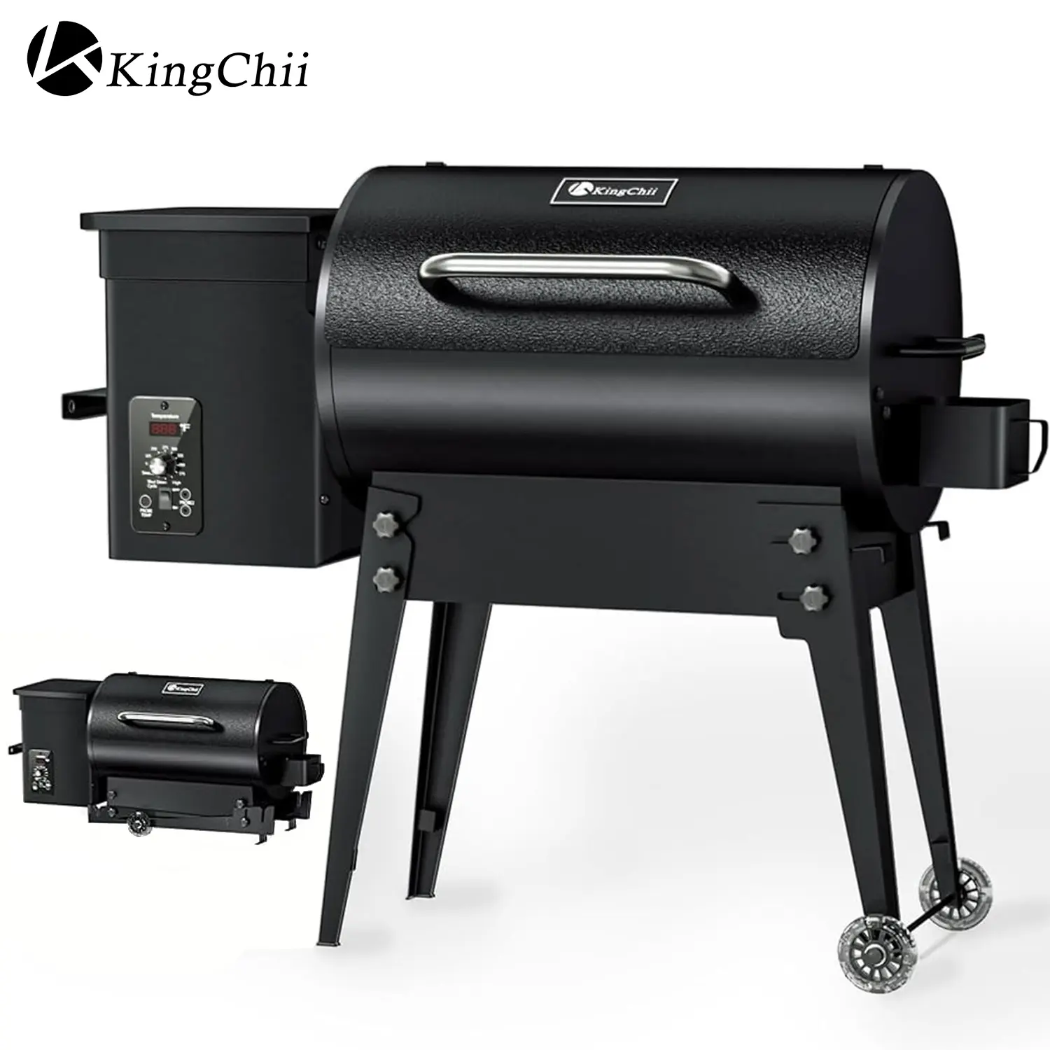 KingChii Portable Wood Pellet Grill and Smoker with PID Temperature Control Foldable Legs 8 in 1 Outdoor BBQ Smoker Grill for Backyard Camping Tailgating RV