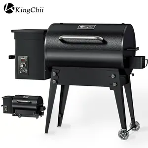 KingChii Portable Wood Pellet Grill and Smoker with PID Temperature Control Foldable Legs 8 in 1 Outdoor BBQ Smoker Grill for Backyard Camping Tailgating RV