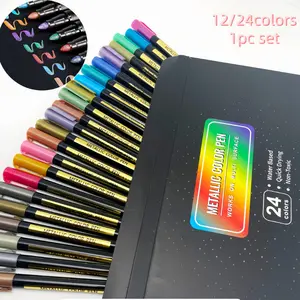 12/24 Color Metal Markers, High Coverage Non-Transparent Marker Pens, Fast-Drying Waterproof, Ideal for DIY, Home Decor, Craft Projects