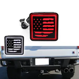1pcs Smoked Lens Red LED Brake lamps Light DRL Trailer Hitch Cover Fit 2" Towing & Hauling