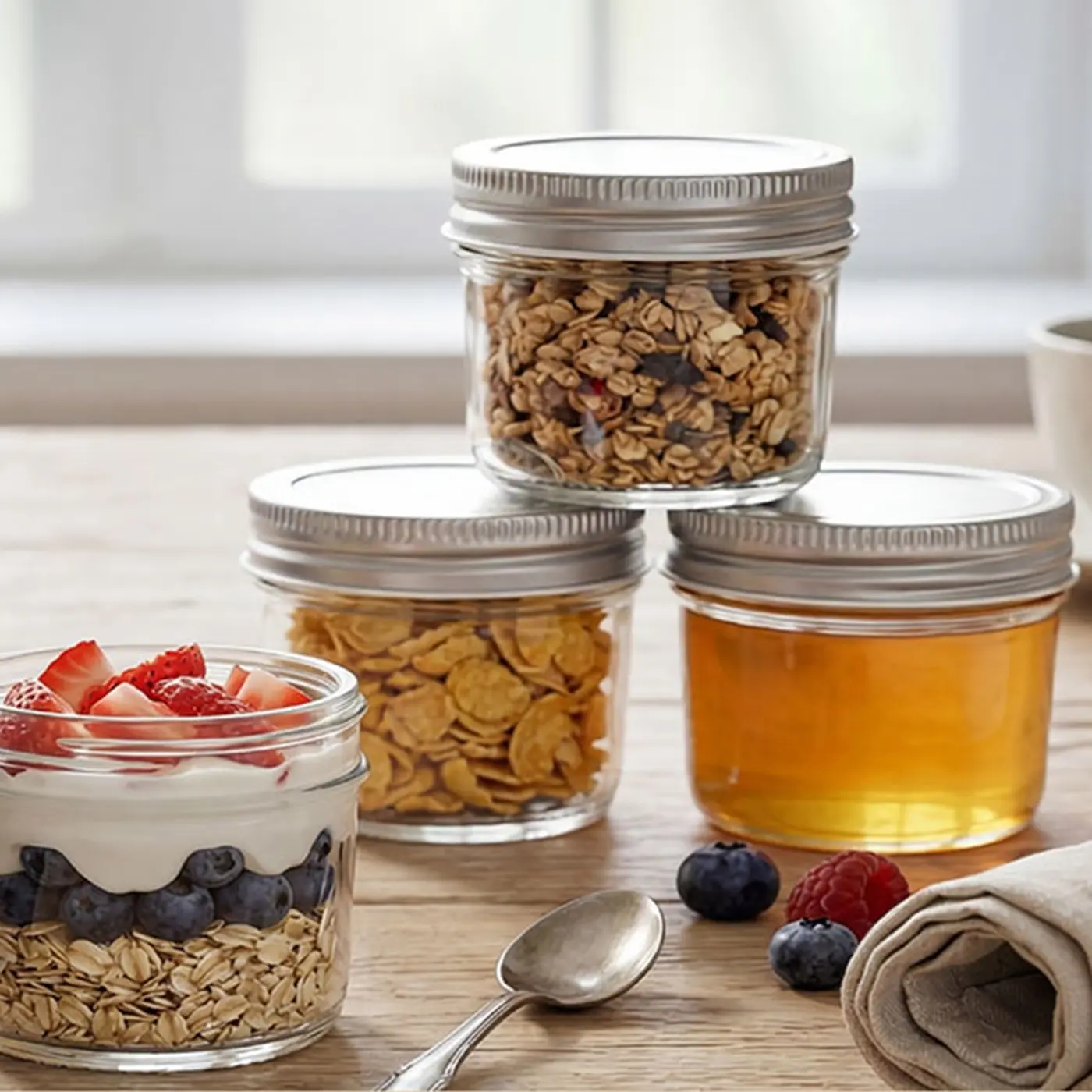 4oz/120 ML Mason Jars, 8 Pack Regular Mouth Mason Jar with Lids and Labels, Small Stackable Glass Canning Food Storage Jars for Spice, Jam, Honey, Jelly, Dessert, Shower Wedding Favors, DIY Candles Decor