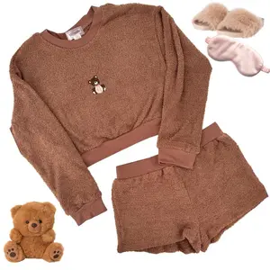 Long Sleeve Cozy Sweater Teddy Bear Pajama Set