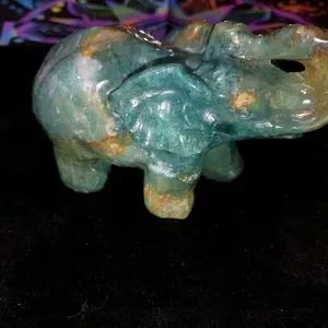 Blue Agate Elephant - Handcrafted Gemstone Figurine for Home Decor and Collectibles