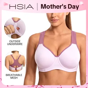 HSIA ComfyArc Hybrid Sports Bra - Activewear, Workout Bra for Plussize Women, Soft Support, Non-Padded, Unlined, Full Coverage, Wide Strap, Outside Underwire, Everyday Womenswear