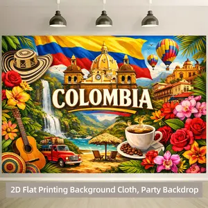 Colombia Culture Backdrop Travel Cultural Backdrop National Theme Background Cloth Scenic Tapestry Wall Hanging Photography Background Polyester Fiber Party Event Celebration Studio Decor Prop Wall Art