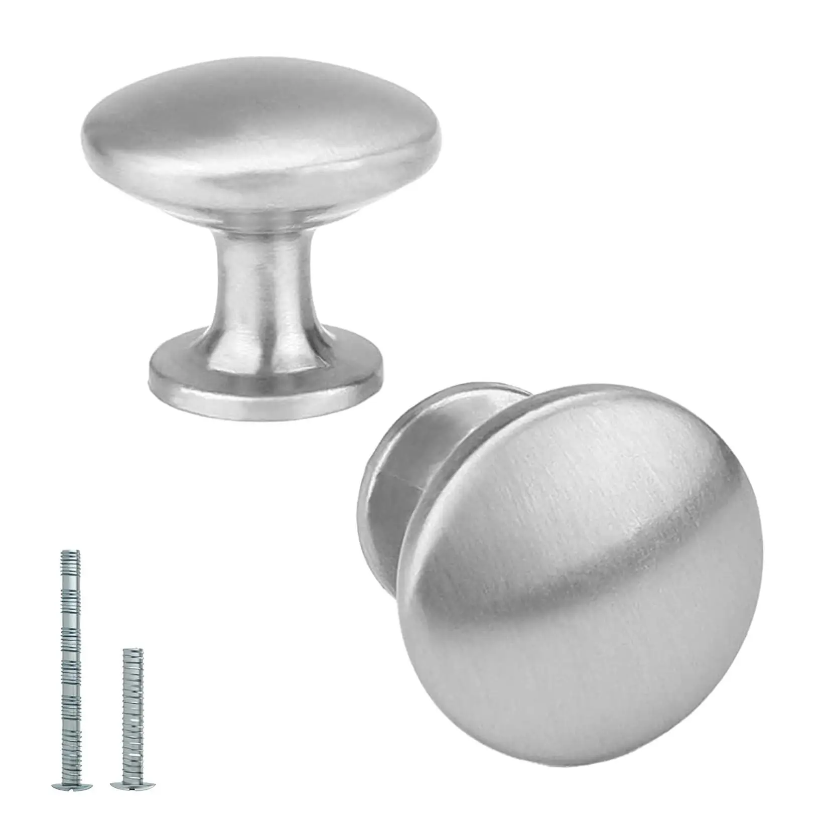 GARVEE 30 Pack Brushed Nickel Cabinet Knobs, Round Mushroom Drawer Knobs, Solid Zinc Alloy Kitchen Cabinet Hardware for Dresser, Bathroom & Closet (1.18 in Diameter)