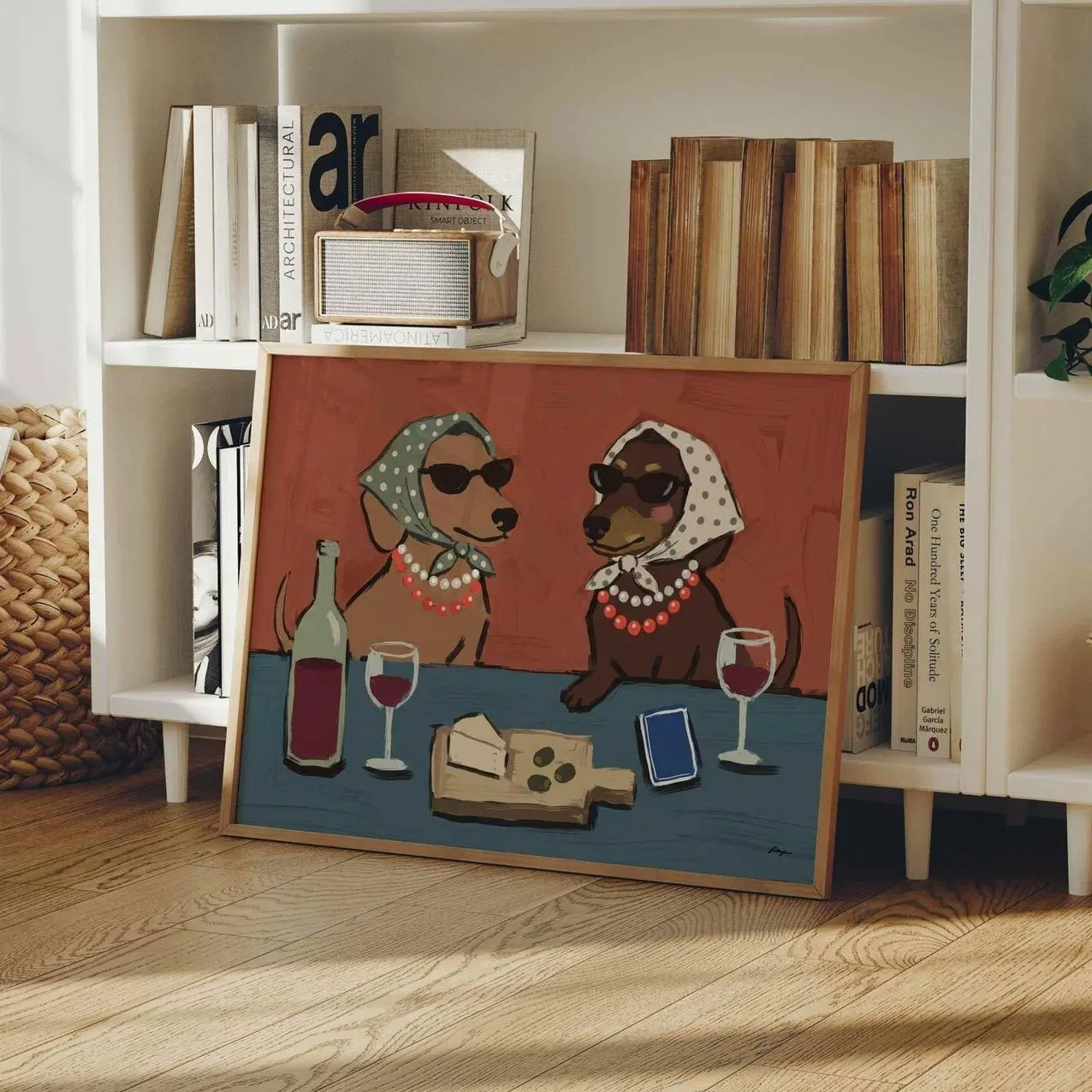Dachshund Wine Poster, Funny Dog Wall Art, Retro Kitchen Decor, Wine Lover Gift N