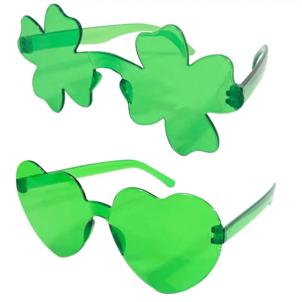 4E's Novelty Heart Shaped Sunglasses for Women, 2 Pack Green & Purple, Trendy Festival & Party Glasses for Teens & Adults