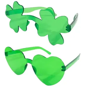 4E's Novelty Heart Shaped Sunglasses for Women, 2 Pack Green & Purple, Trendy Festival & Party Glasses for Teens & Adults