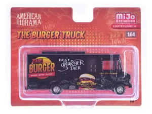 Food Truck "The Burger Truck" Black with Graphics 1/64 Diecast Model by American Diorama