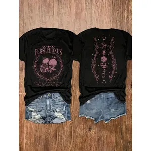 100% Cotton Greek Mythology T-Shirt, Greek Mythology Printed Women's Casual Vacation Short Sleeve Round Neck T-Shirt - Women's Clothing,Comfortable & Breathable Material,Size S-5XL