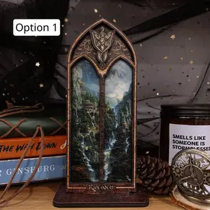 LOTR Rivandell Window Bookshelf Decord, Book Nook, Gift For Tolk Fans, Window View Booknook