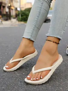 Unisex Sandals with Arch Support, Solid Color Neutral Beach Slippers, Ideal for Summer Vacation, Home Use, Spring Autumn