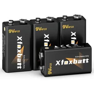 9V Batteries Carbon 6F22 9 Volt Battery for Smoke/CO Detectors Leakproof & Long-Lasting, 4 Count Pack Square Fire Alarm Batteries for Wireless Microphones, Guitar Pedals/Tuners, Two-Way Radios