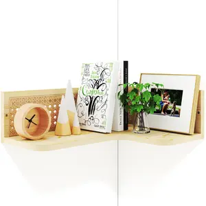 Corner floating shelves, rattan corner wall shelves, pine natural bohemian bookshelves, willow corner shelves, wall mounted bedrooms, bathrooms, living rooms