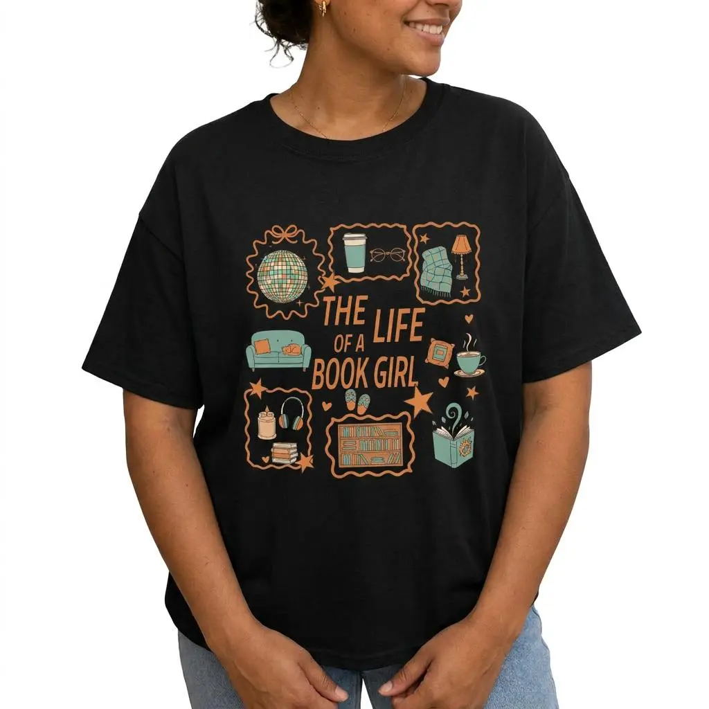 Book Lover Shirt Women Plus Size Graphic Tee The Life Of A Book Girl Retro Reader Top