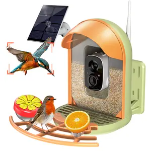 Bird Feeder with Camera, 2K HD Camera Birds Feeder with Bath Wireless Outdoor, Solar Powered Bird Watching with APP Control, Night Vision, Motion Detection Alerts, IP66 Birdfeeder for Backyard