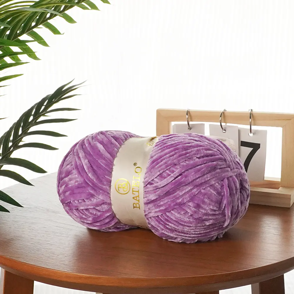 BATELO OEKO-TEX Certified Variegated Polyester Plush Velvet Chenille Yarn, 4 Packs (10.5oz Each, 1440yds Total) - Soft, Chunky, for Blankets, Crochet Knit Projects