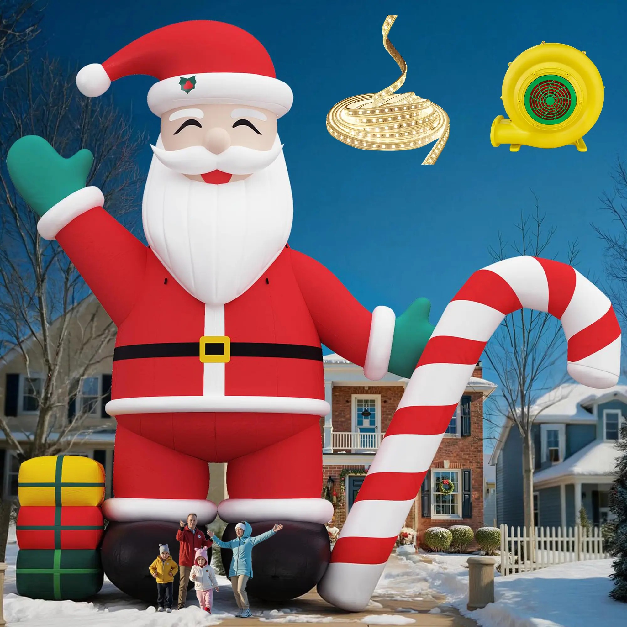 Amerlife Giant Inflatable Santa Claus/Tree with LED Lights, Large Blow Up for Yard Outdoor Christmas Decorations with Blower, Suitable for Event Parties, Commercial Decoration