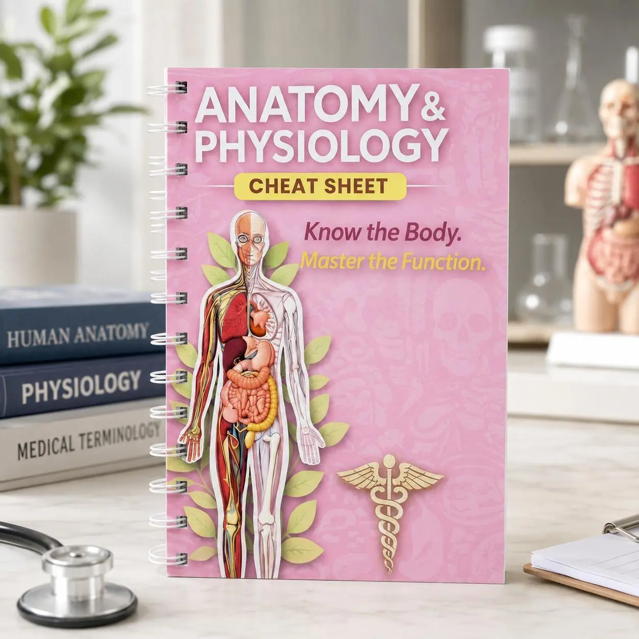 Anatomy & Physiology Cheat Sheet Study Guide with Full-Color Human Body Diagrams for Nursing, Allied Health & Medical Students
