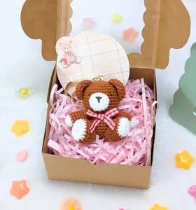 Teddy Bear Crocheted Keychain | Cute Cartoon Crocheted Car Keyrings | Kawaii Bag Charm Couple Gifts