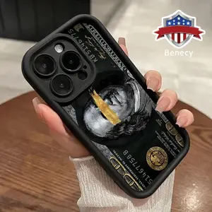Soft Phone Case for iPhone 16 15 14 Pro Max 13 12 11 XR XS Plus E Money Character Pattern TPU Bumper Camera Lens Protection Rugged Durable Phone Cover