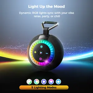 dbsono Bluetooth Shower Speaker, Suction Cup, Small Portable Wireless IP7 Waterproof Outdoor Speakers, 15W Loud Stereo Sound Deep Bass, TWS Pairs, 6 Mode RGB Lights, All Ages Gift for Christmas Audio Friend Friend