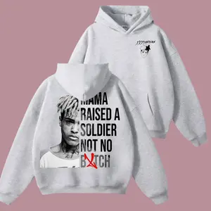 Vintage XXXTentacion Hoodie, XXX Mama Raised A Soldier Sweatshirt, Retro Tribute Rapper Pullover, Rap Lover Y2K Tee, Gift For Him, Gift For Her