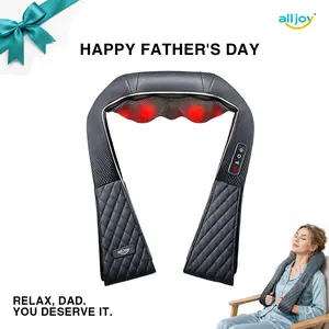 ALLJOY Cordless Neck & Back Massager - Rechargeable Shiatsu Heat Massage Device with Vibration, Battery-Operated Deep Tissue Pain Relief, Portable Personal Care Gift for Adults, Heat Massage Devices, Shiatsu Massage Devices