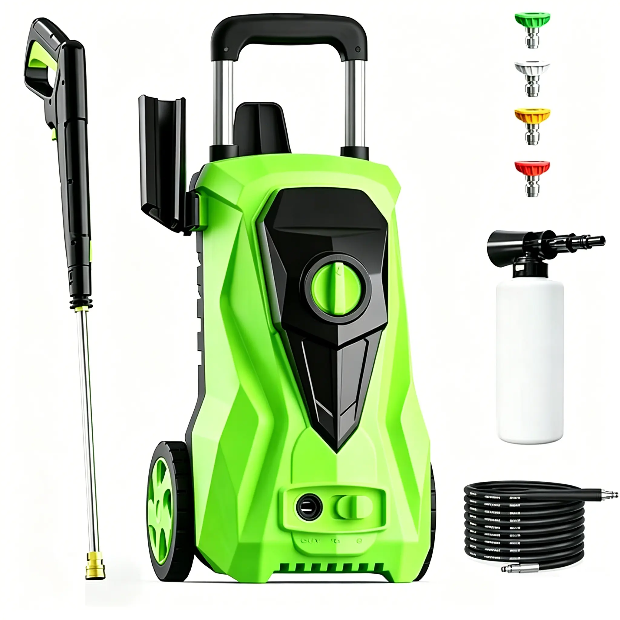 4200PSI MAX 2.5GPM Home Electric Pressure Washer, Portable Power Jet Cleaner Equipped with 25FT Reinforced High Pressure Hose, Full Nozzle Set, Foam Cannon and Soap Tank for driveway, fence, car wash, home, outdoor, sidewalk, window, porch